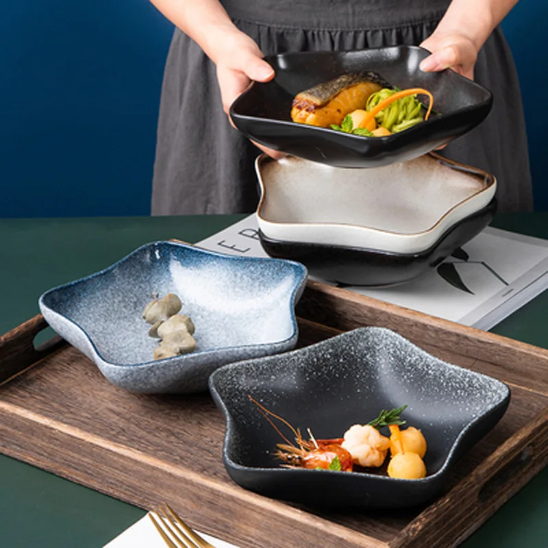 

FANCITY Vegetable plate ceramic plate Fried rice plate creative deep plate tableware household plate Japanese dinner plate deep