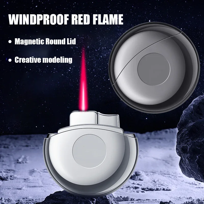 

Magnetic Cap Creative Small Flying Saucer Pink Flame Turbo Direct-flush Windproof Lighter Outdoor Portable Fun Ignition Toys