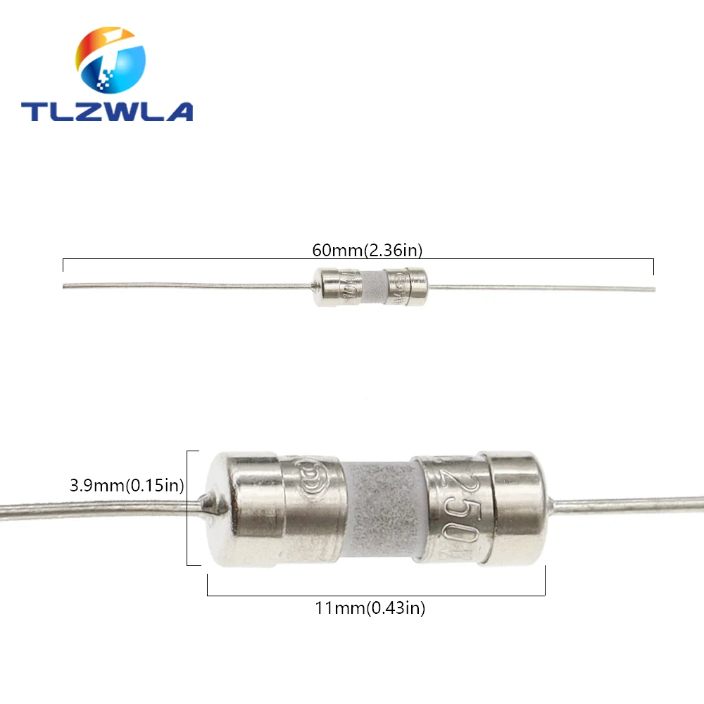 10PCS Quick Break 3.6X10MM Lead Wire Slow Blow Ceramic Fuse Tube 0.5A 1A 1.5A 2A 3A 3.15A 4A 5A 6.3A 8A 10A 15A 250V 3.6*10 images - 6
