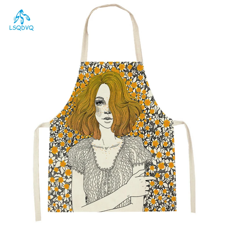 

Кухонный Фартук с абстрактными персонажами для женщин, современные женские фартуки с растениями, домашняя кухня, Аксессуары для выпечки, на...
