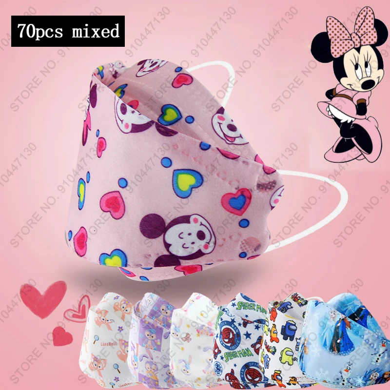 

Disney Spiderman Linabell Mickey Children KN95 Mask 4-layers Dust-proof Breathable For Boys Girls Kawaii FFP2 Mouth Mascarilla