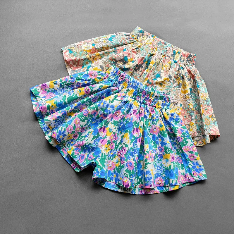 

Summer Kids Shorts Girls Floral Shorts Fashion Baby Short Princess Bottoms Children Pants Wide Leg Shorts 3 4 5 6 7 8 9 10 Y