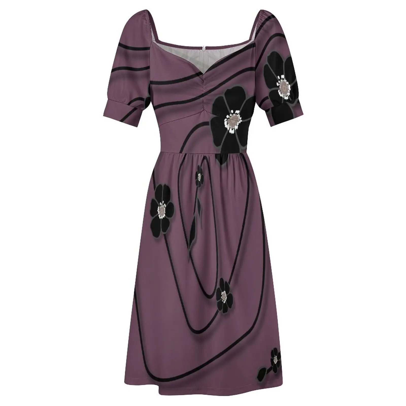 Яркий витраж вдохновленный аubergine и черный цветочный узор — оригинальное платье