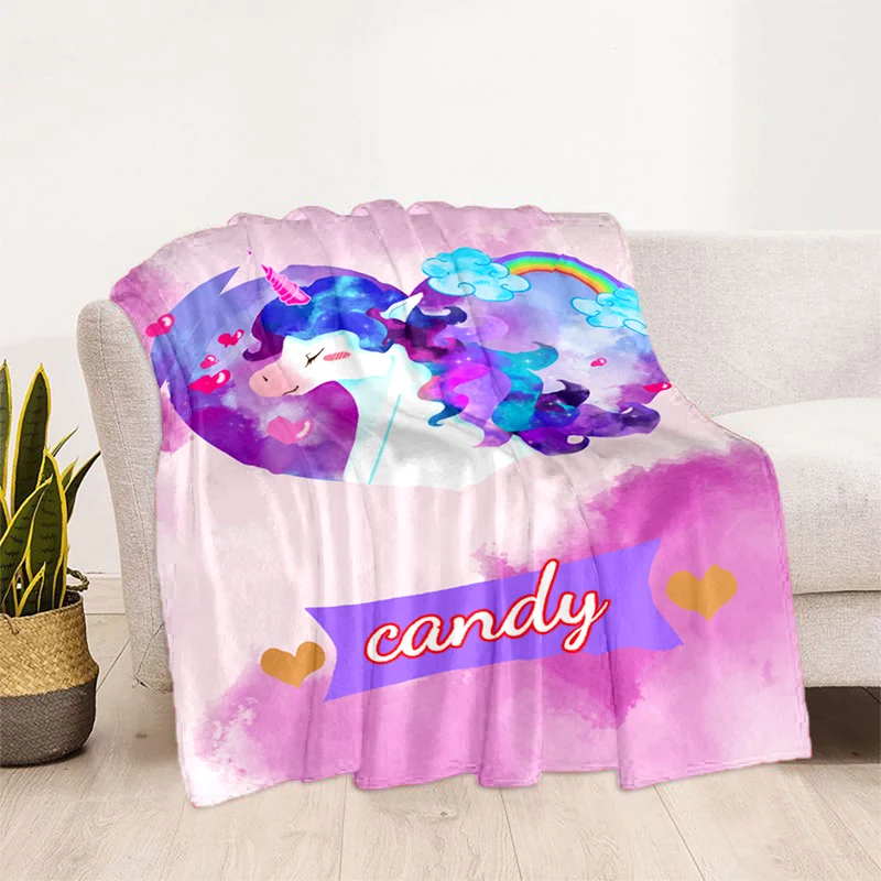 

Custom Name Blanket Flannel FleeceThrow Blanket Personalized Family Friends Son Daughter Birthday Gift Picnic Camping Noon