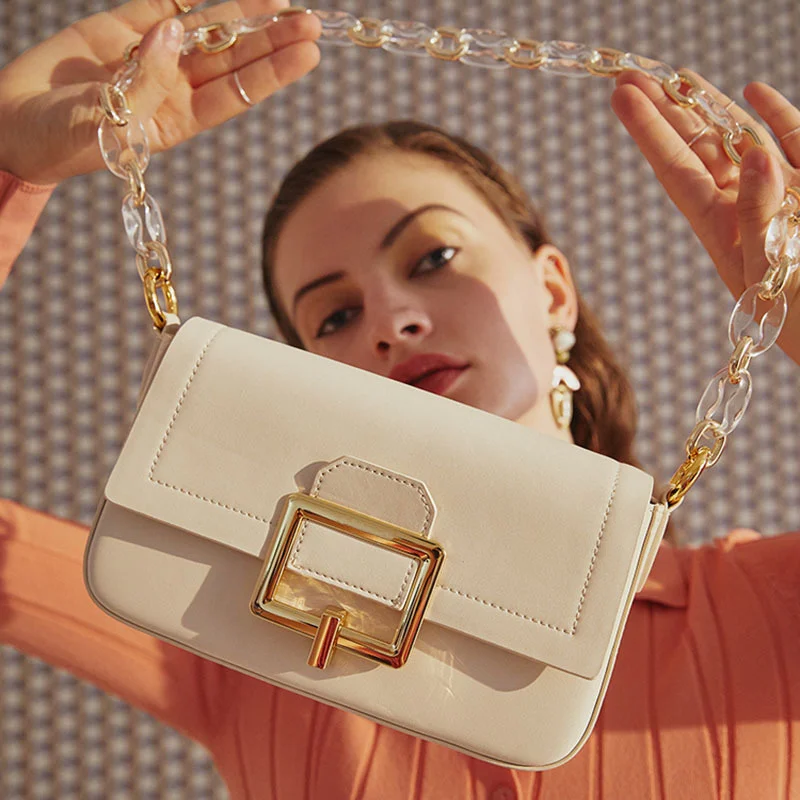 Женская сумка из натуральной кожи элегантная квадратная цепочка модная Милая