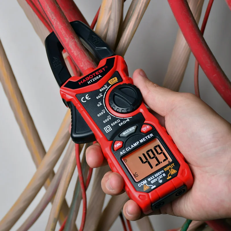 

HABOTEST HT206 AC DC Digital Clamp Meter Multimeter Pinza Amperimetrica True RMS High Precision Capacitance NCV Ohm Hz Tester
