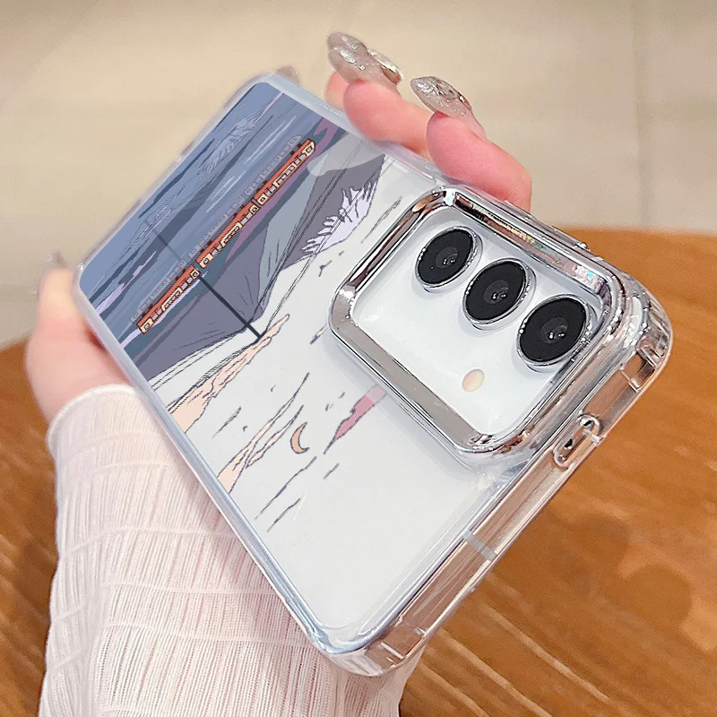 Чехол с покрытием линзы Anime Tram Town для Samsung Galaxy A55 A54 A35 A25 A15 5G A33 A14 A34 A52 A53 S20 S21 FE S22 S23 S24