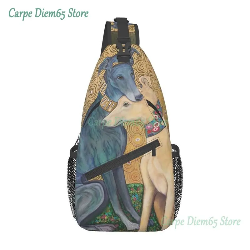 

Gustav Klimt Greyhound Dog Sling Bags for Cool Whippet Sihthound Dog Shoulder Chest Crossbody Backpack Cycling Camping Daypack