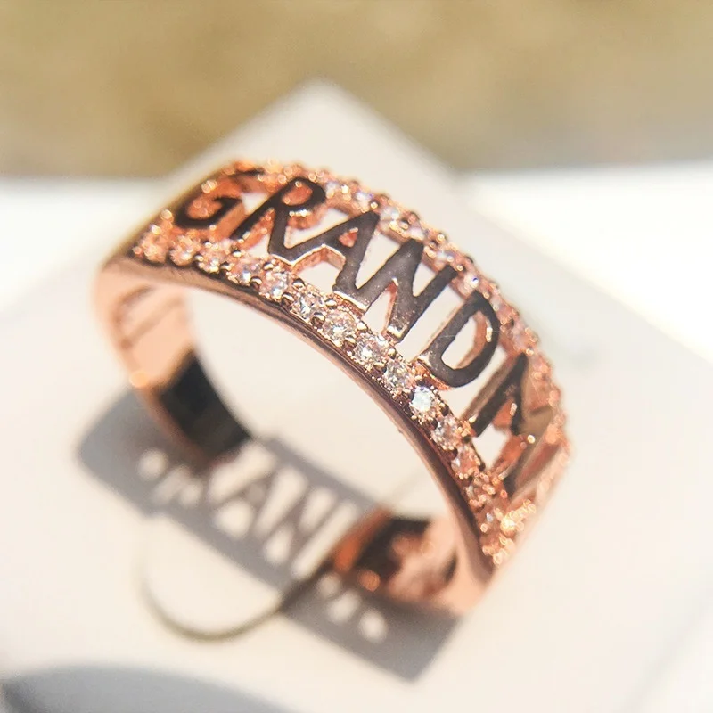 Изысканное модное ювелирное изделие кольцо для бабушки с буквой циркония всей