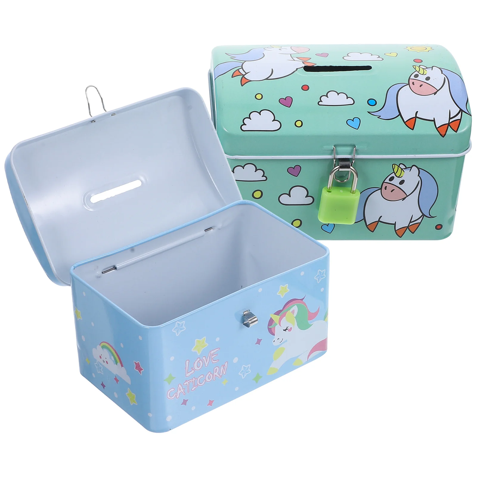 

2pcs Unicorn Saving Bank Kids Cartoon Unicorn Saving Pot with Lock (Random Style)