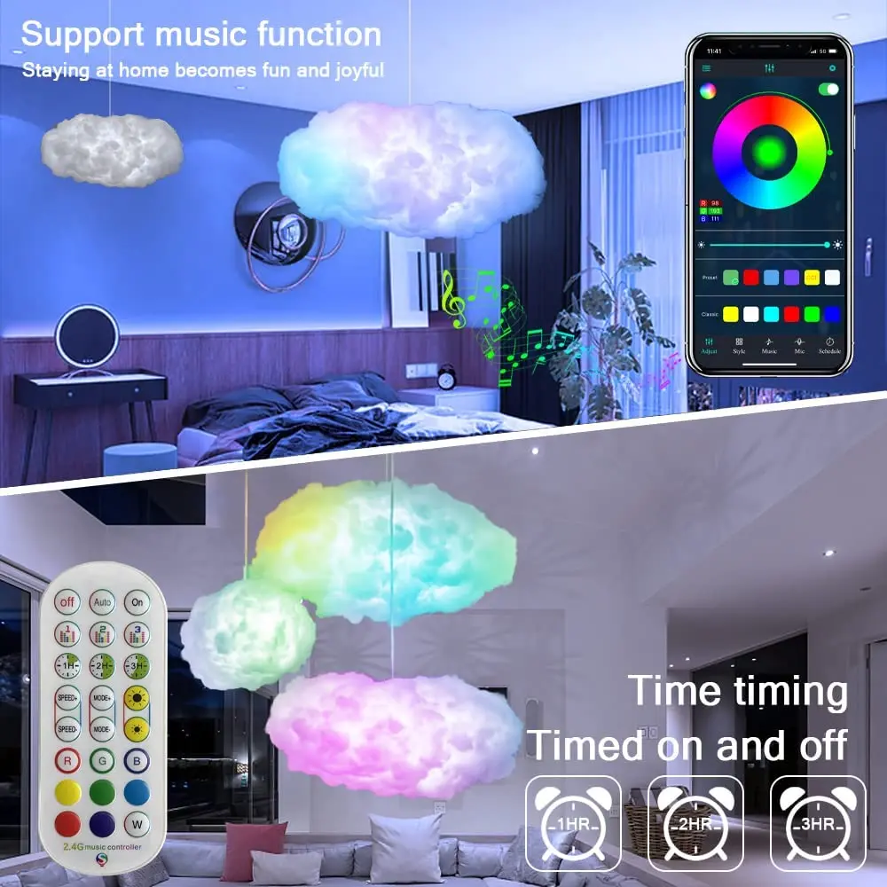 

Remote APP Cloud LED Light Lightning for Bedroom Thunder Effect Cotton Lamp Decoration for Room RGB Music Sync Child Room Decor