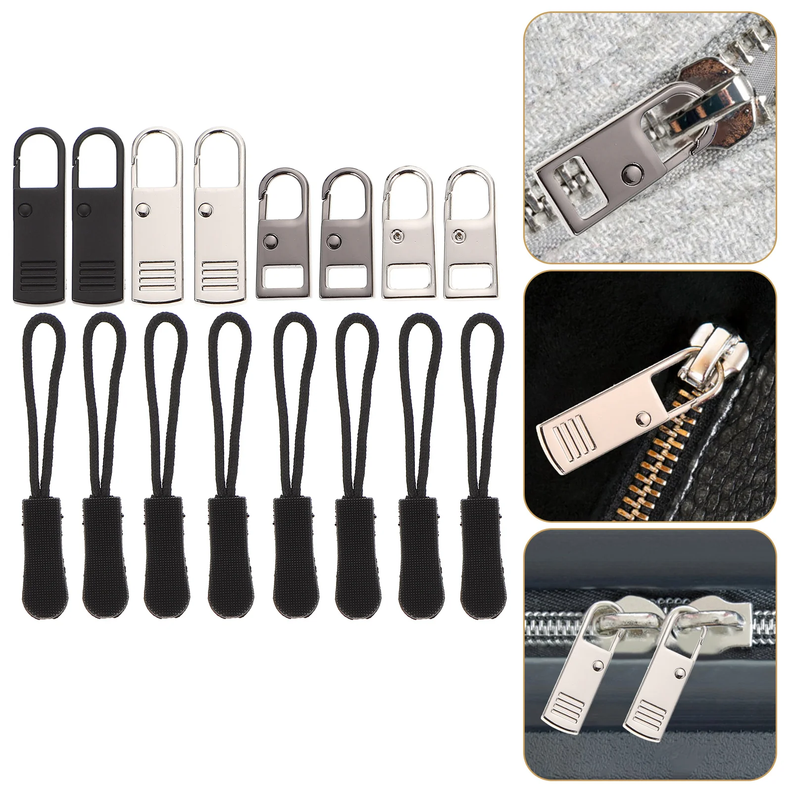 

Zipper Replacement Extender Puller Repair Tabs Handle Jacketpulls Alloy Kit Zippers Slider Coats Charm Zip Tag Bag Cord Tool