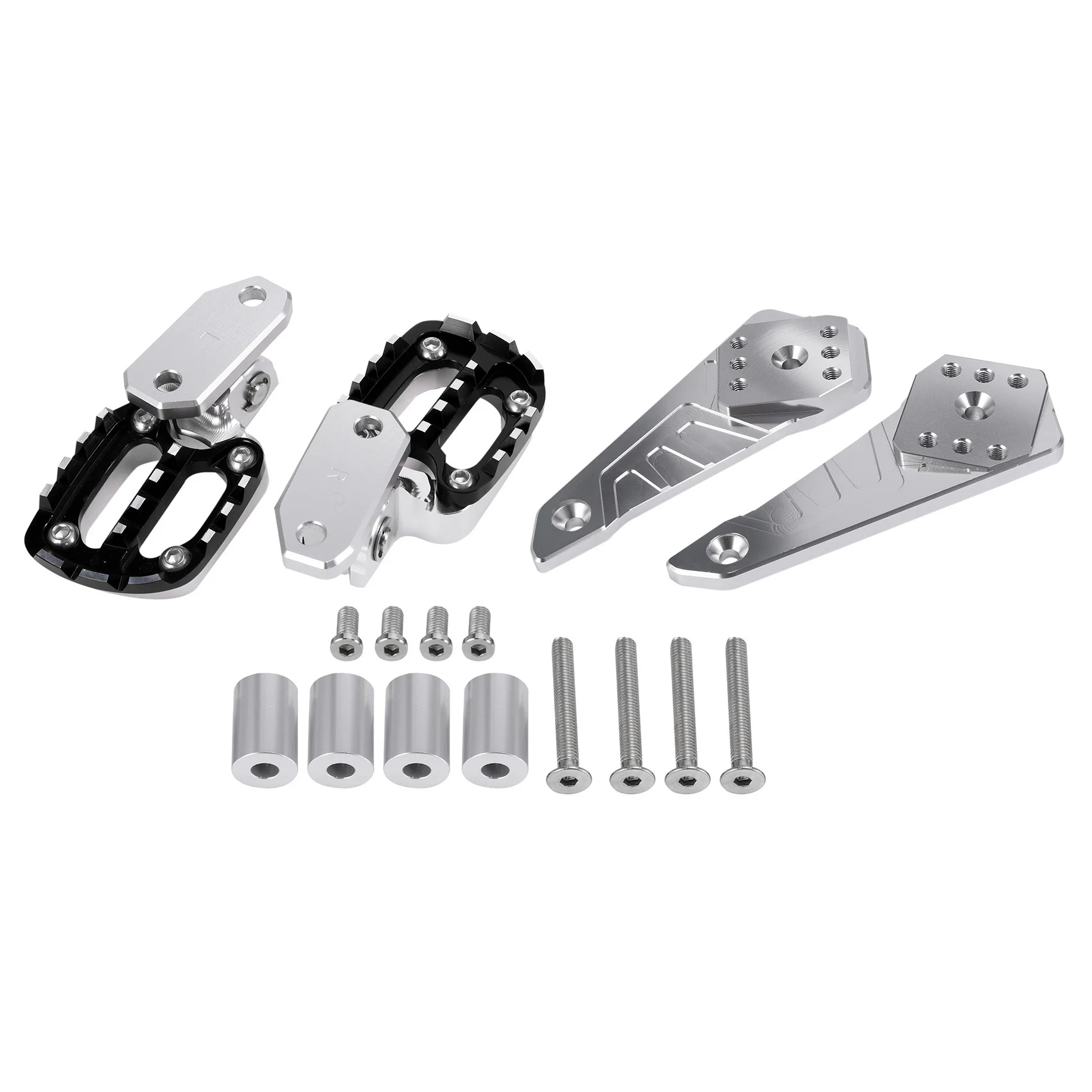 

For Honda XADV X-ADV 750 2021 Aluminum Alloy Rear Pedal Foot Stand Folding Footrests Passenger Foot Pegs ,Silver-Black