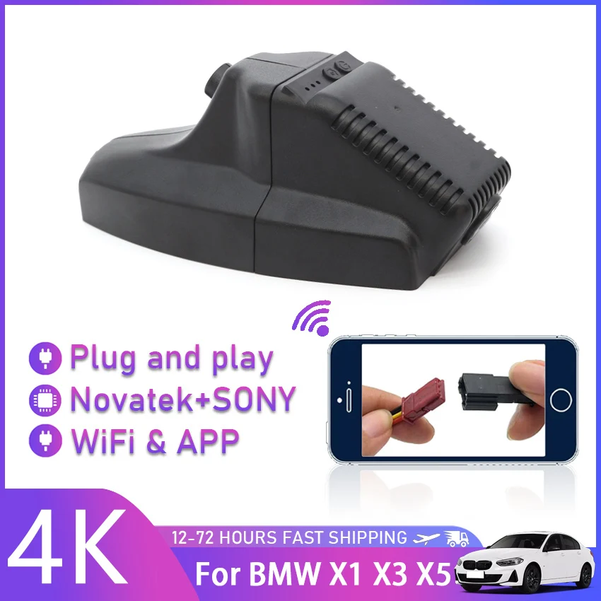 4K DVR WiFi Plug and Play Car Dash Cam Control APP Wifi Camera UHD 2160P For BMW X1 X3 X5 E61 E60 E81 E82 E87 E88 E90 2004-2015