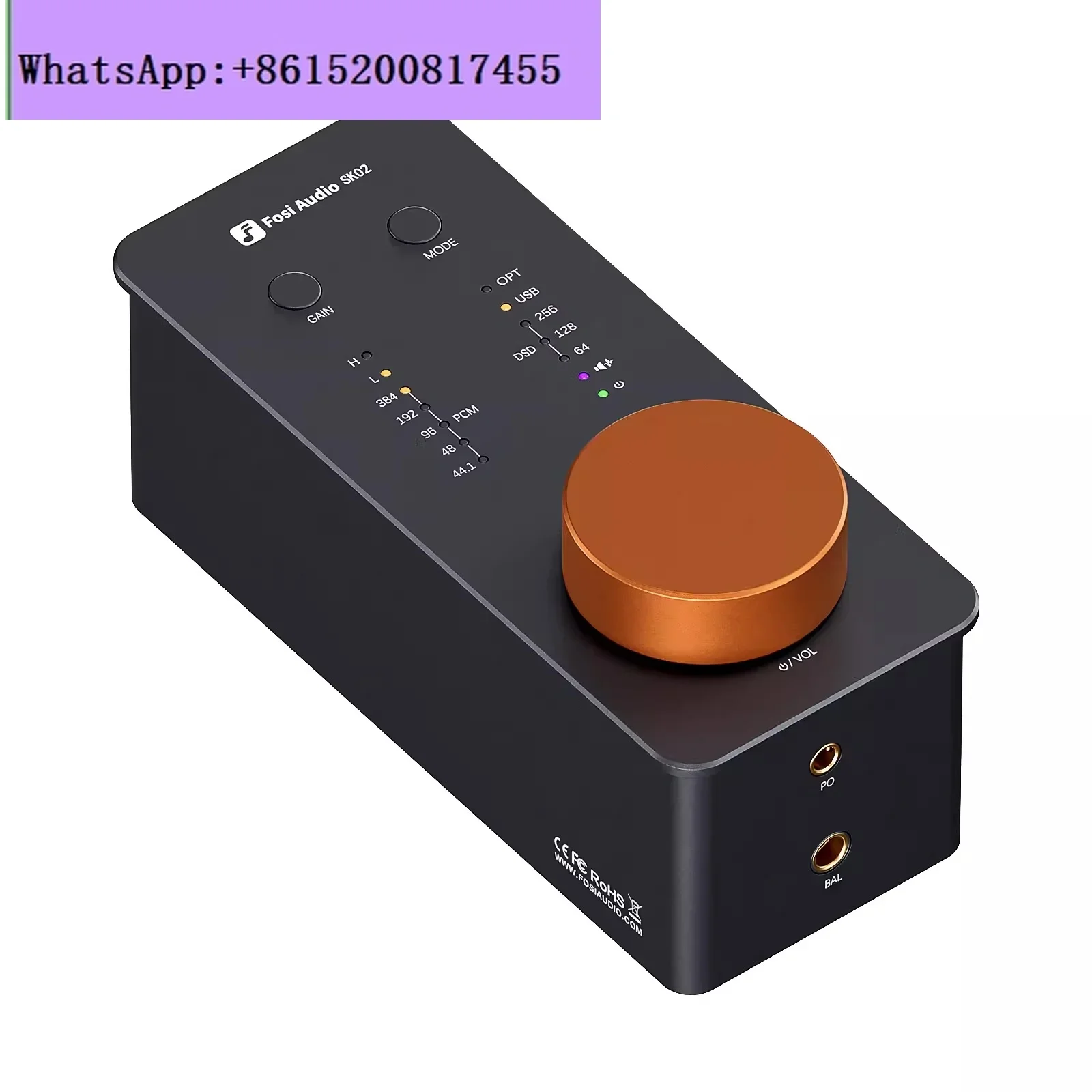 Фото Fosi Audio SK02 Настольный декодирующий усилитель для наушников DSD аудиодекодер №2