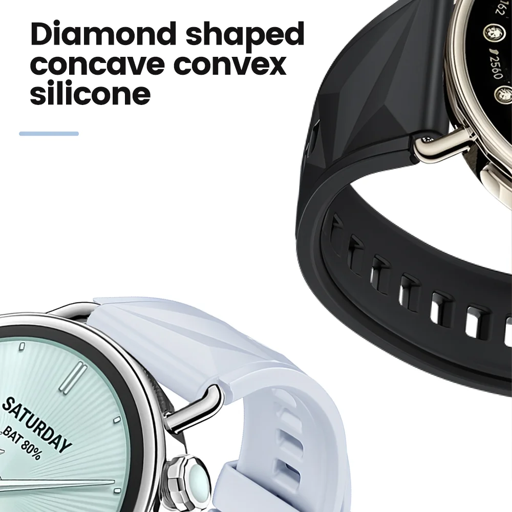 Фото Силиконовый ремешок в форме ромба 18 мм/22 мм для Xiao mi Watch S4 41 мм, спортивный браслет Correa для XIAOMI Watch S4 S3 S2 S1, ремешок 46 мм №3