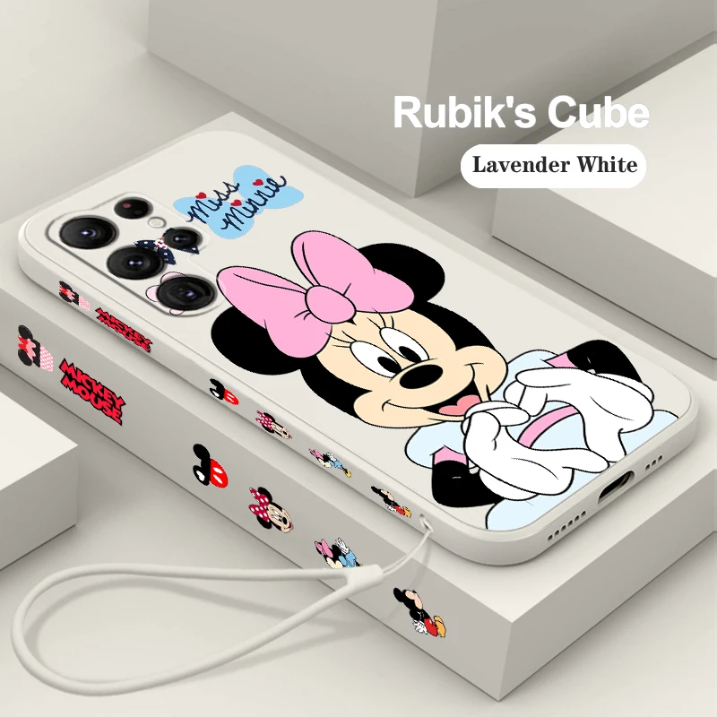 

Luxury Couple Mickey Minnie Phone Case For Samsung Galaxy S23 S22 S21 S20 FE S10 Plus Lite Ultra 4G 5G Liquid Left Rope Cover