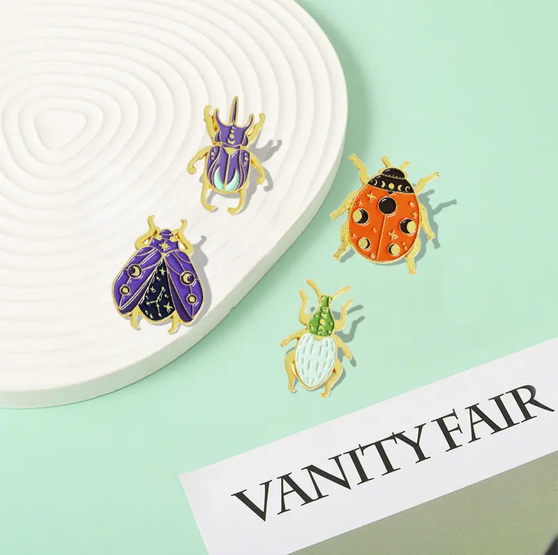 Эмалированные булавки в виде жука насекомого Милые Броши форме божьей коровки на