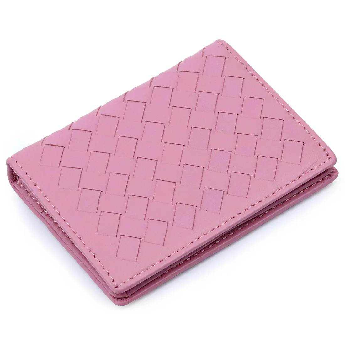 

Authentic Leather Weave Business Card Holder Women's Women's Lambskin Credit Card Holder Large Capacity Buckle Fashion 2022 New