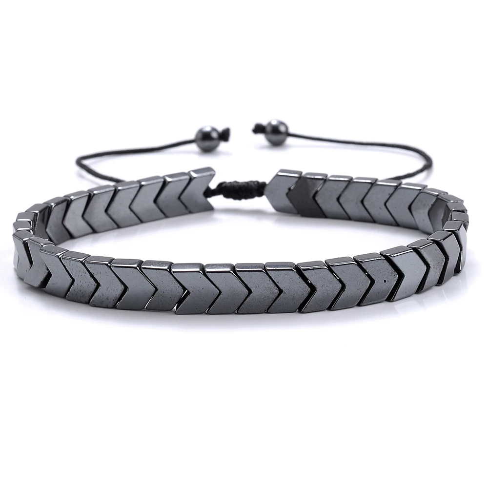 Новые модные черные гематитовые браслеты в форме стрелы эффективный мужской