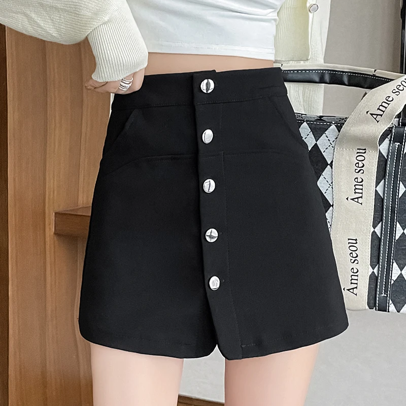 

New Fashion OL Women Bottoms Pants Casual Summer Cool Girls High Waists Multiple Buckle Culotte Female Ladies Sexy Trouser Skirt
