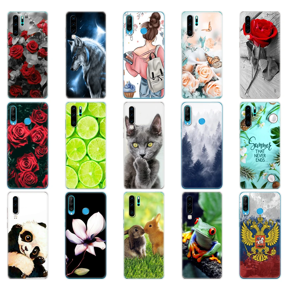 Case for Huawei P30 back Cases Huawei P30 Pro  Silicone TPU Phone Back Cover On Huawei P30 lite VOG-L29 ELE-L29  covers marble