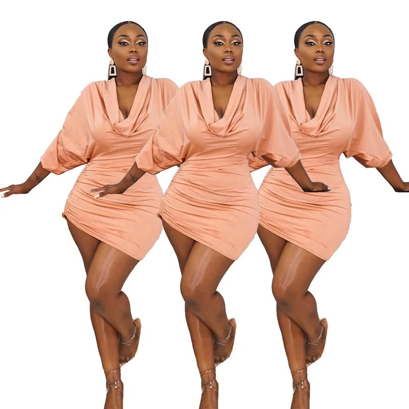 

European Style Fashion Woman Dress Long Sleeve V-neck Vestido Mini Bodycon Woman Dresses