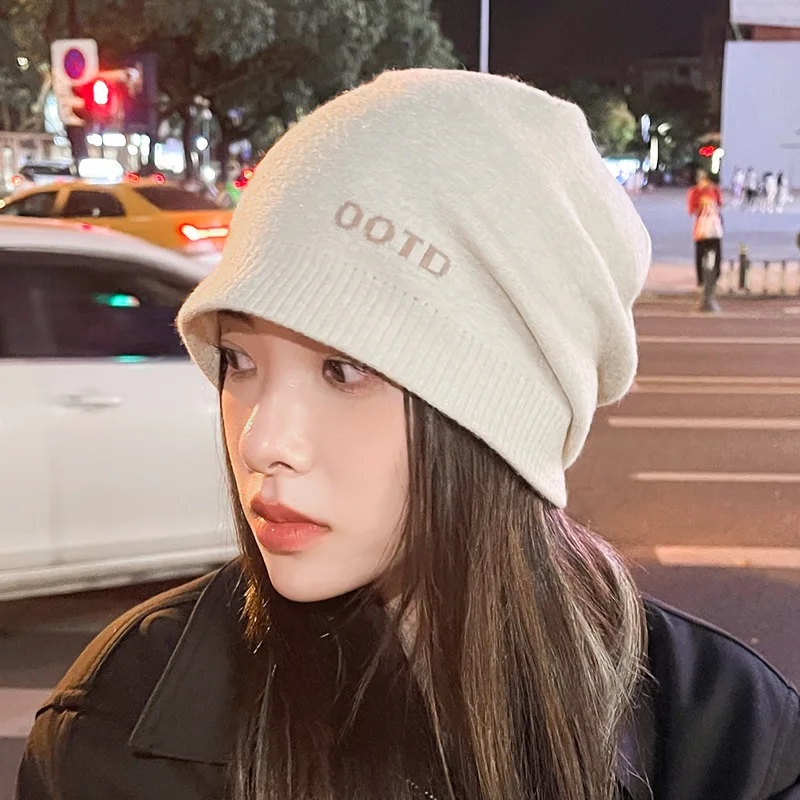 

2022 Women Thin Caps Simple Solid Rolled Hem Hat Blends Soft Knit Hat Beanies Wool Winter Spring Warm Caps Skullies Gorras