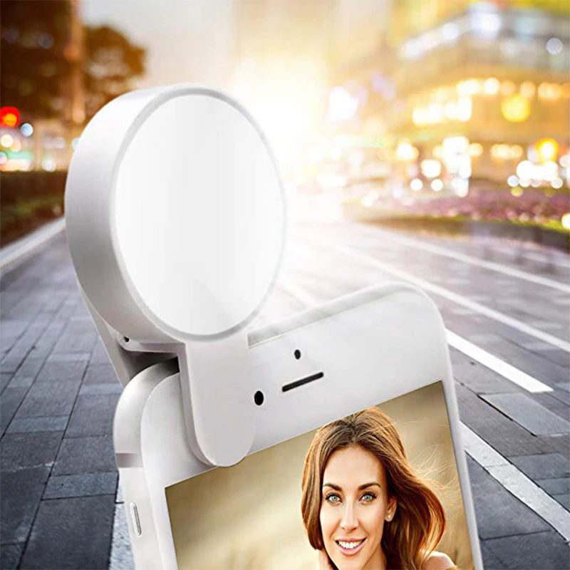 

Mobile Phone Fill Light 9 Lamp Beads LED Selfie Ring Light Portable Circle Photography Clip Light Beauty Fill Lamp Rechargeable