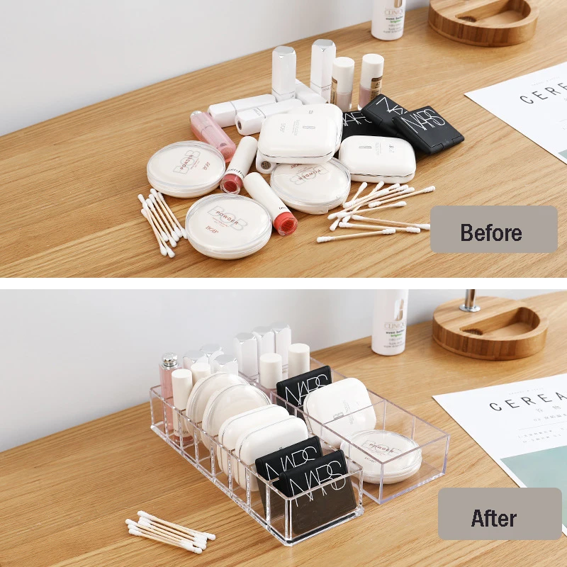 

Transparent Acrylic Cosmetics Storage Box Makeup Holder Jewelry Make Up Organizer for Home Plastic Desktop Storage Boxes