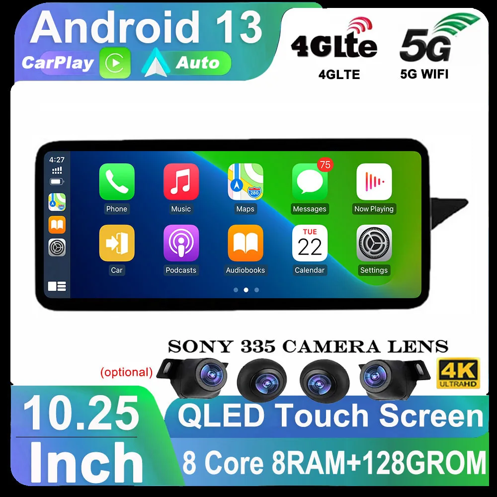 Автомобильный радиоприемник 10 25 дюймов Android 13 GPS для Mercedes W212 2009-2016 RHD WIFI Carplay