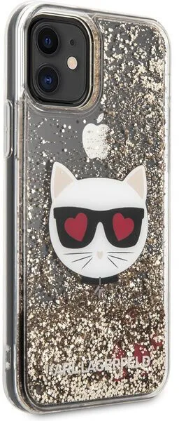 Чехол CG Mobile Karl Lagerfeld Liquid glitter Choupette head Hard для iPhone 11 цвет Золотой |
