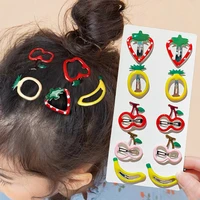 5pcs kids fashion sweet fruits bb hairpin hair clips fot girls korean cute strawberry bb hair pins new headwear hair accessories