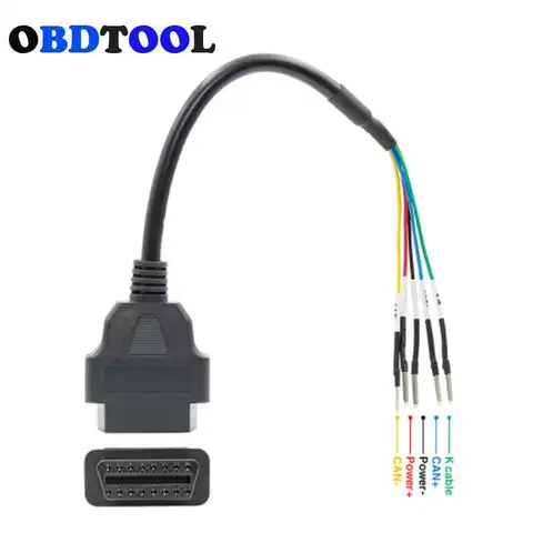 Универсальный женский 16-контактный Переходный кабель OBD Can OBD2 Соединительный кабель для обнаружения неисправностей двигателя подходит для ...