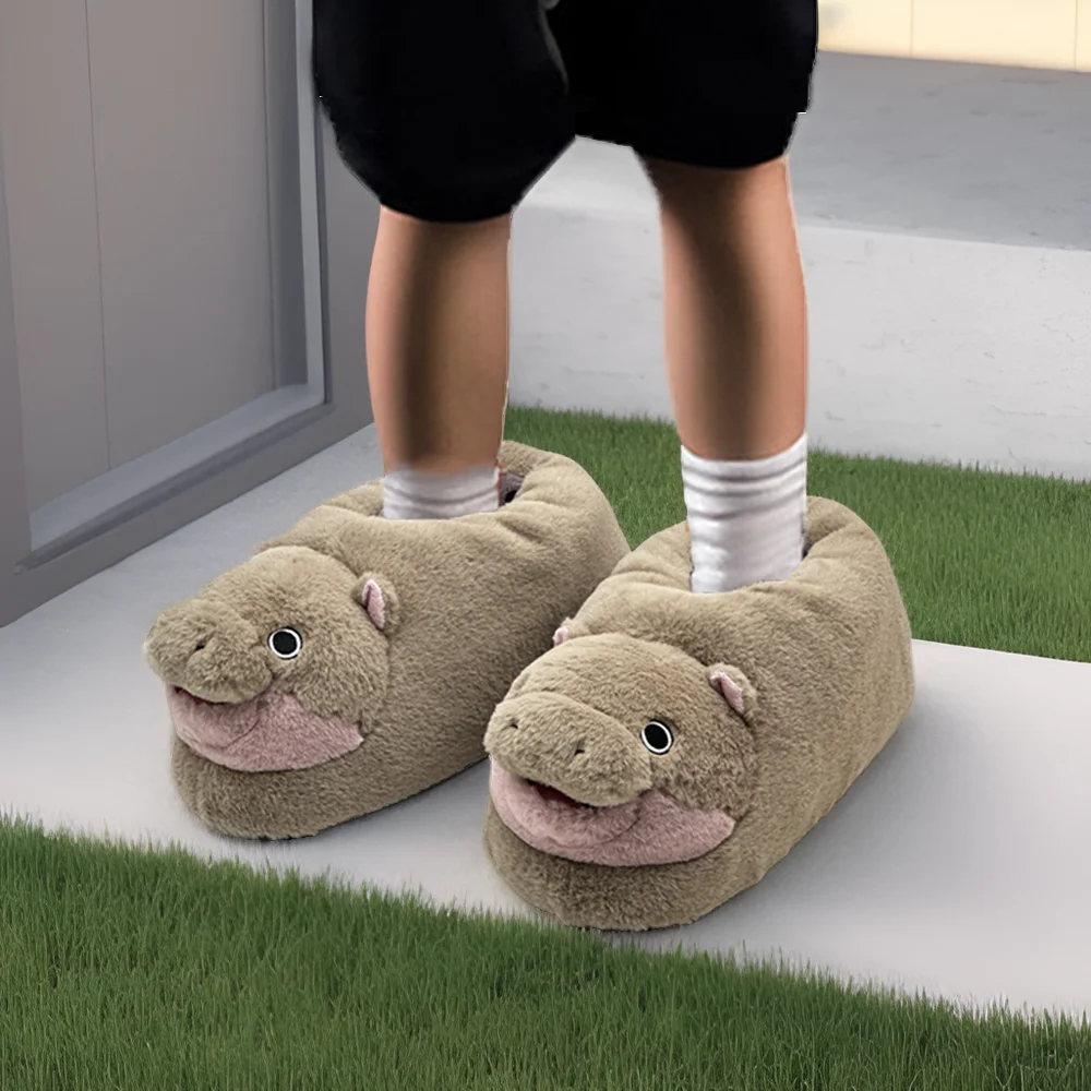 JAV deng бегемот плюшевые интернет-знаменитости тапочки бегемота забавные домашние