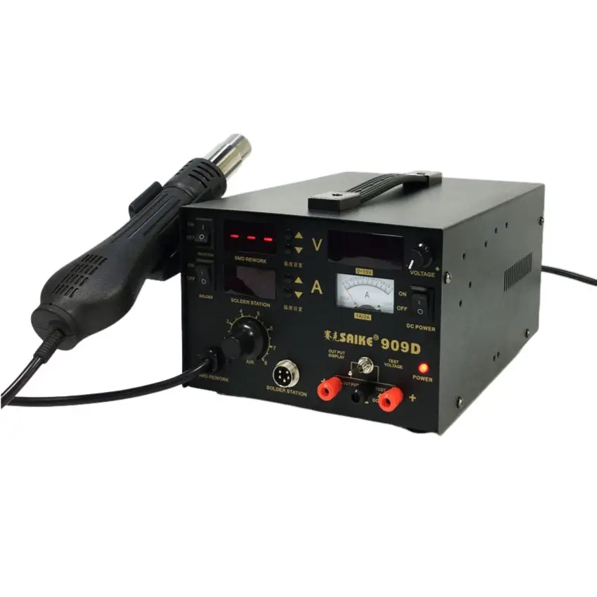 Паяльная станция SAIKE 909D 3 в 1 паяльная + фен источник питания 220 В 110
