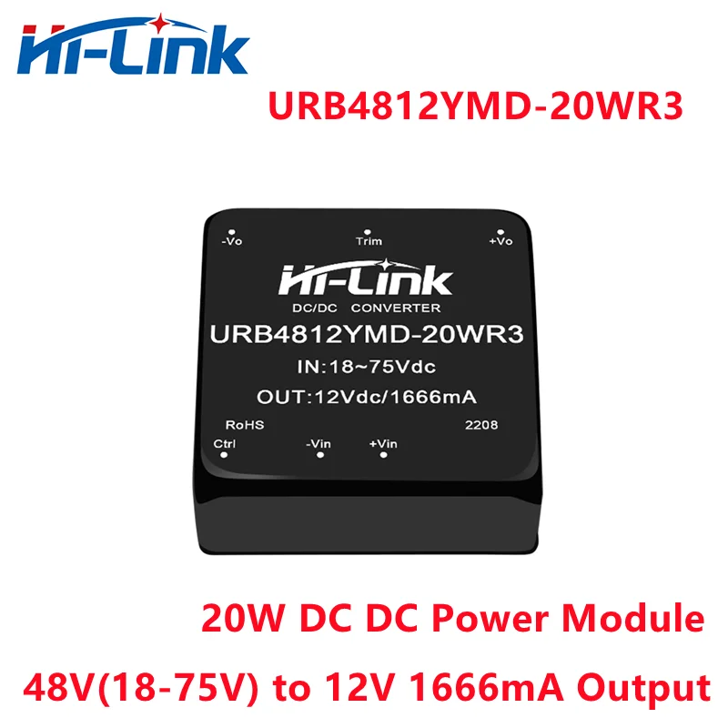 

Hi-Link New DC-DC Converter 20W 48V(18-75V) to 12V 1666mA Output Isolated Step-Down Voltage Regulator DCDC Power Module