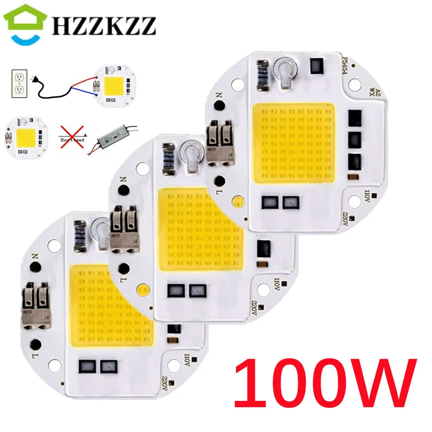 ריתוך משלוח 100W 70W 50W מתח גבוה COB LED שבב עבור זרקור הארה 220V 110V משולב אור חרוזים אלומיניום לבן חם