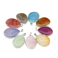 natural agate stone pendants egg shape silvery edge dragon pattern agate stone charms for jewelry making necklace bracelet
