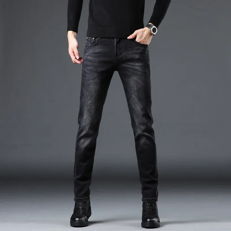 Осенне-зимние утягивающие прямые мужские джинсы Blackslims новинка 2023 обтягивающие