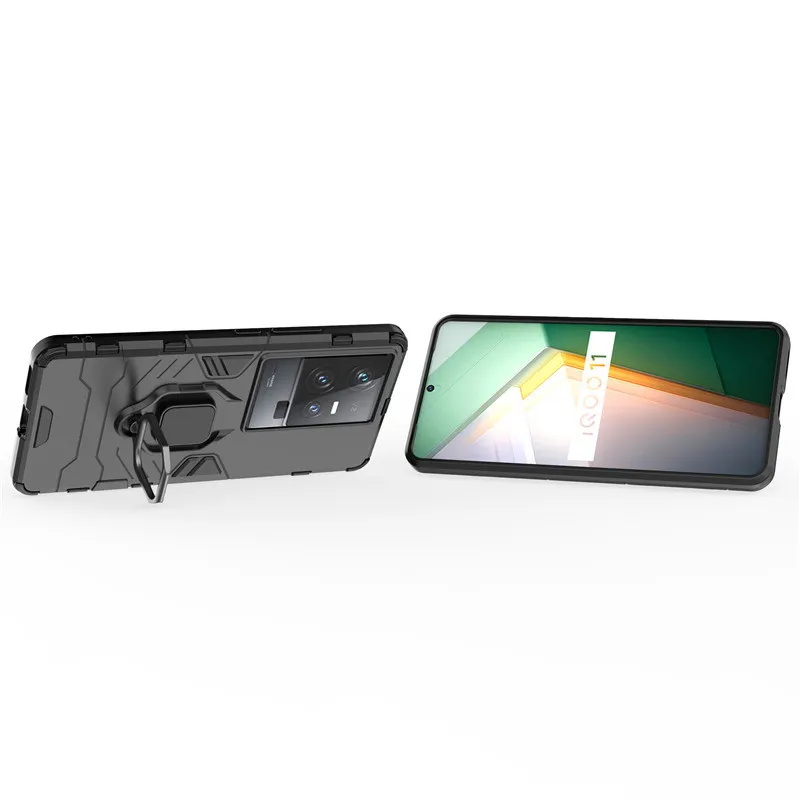 For Vivo iQOO 11 Case 6.78 inch Shockproof Hard Armor Finger Ring Protective Bumper For iQOO 11 Pro Cover For Vivo iQOO 11 Coque