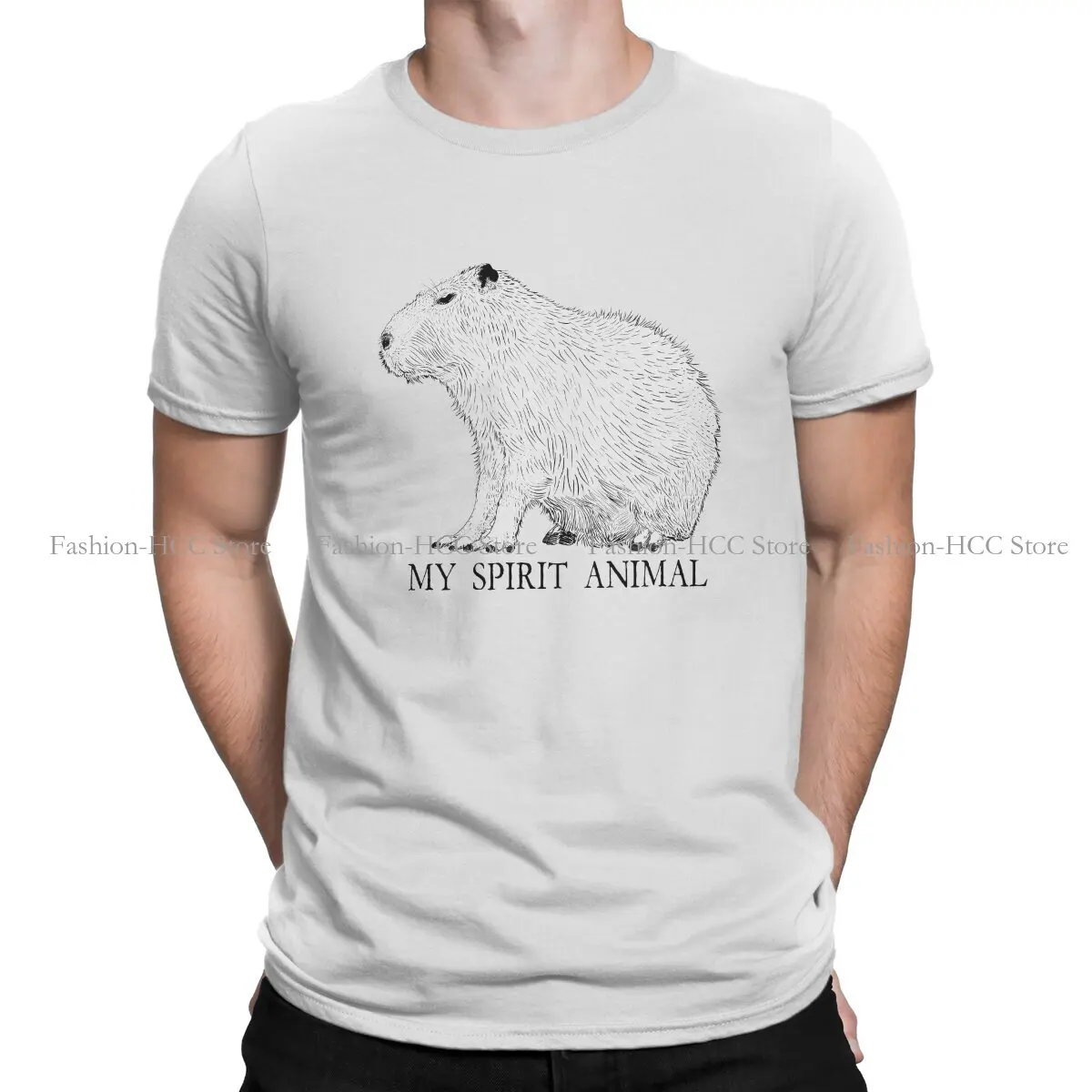 

My Spirit Animal Essential Hipster Polyester TShirts Capybara Capybaras Men Graphic Streetwear T Shirt Round Neck