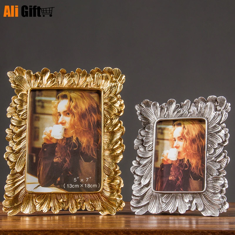 

5/7/8/10/12 Inch Photo Frame European Vintage Golden Sliver Flower 8 X 10 Picture Frames Shadow Box Poto Display Wedding Gift