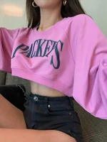 deeptown y2k korean fashion letter print hoodies women harajuku hip hop oversized cropped joggers sweatshirts pink casual tops