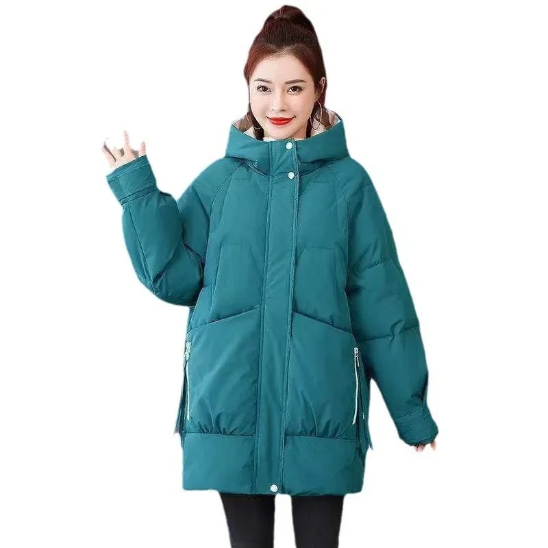 Пуховик женский средней длины пуховик из пухового хлопка свободный крой