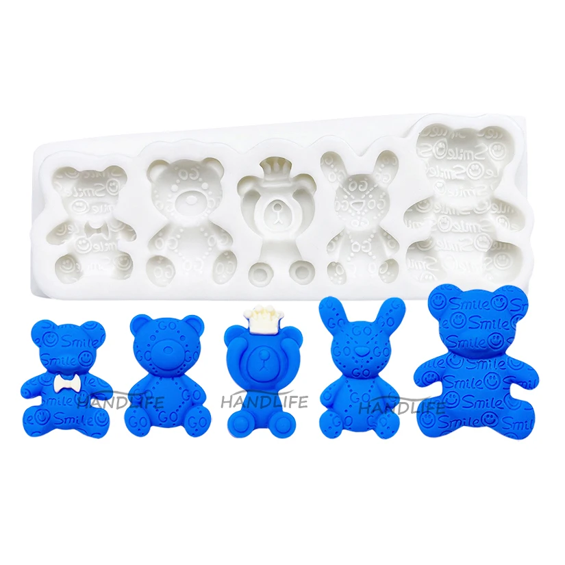 

Силиконовая форма в виде медведя со смайликом, инструменты для украшения тортов, глиняная модель «сделай сам», жаростойкая посуда