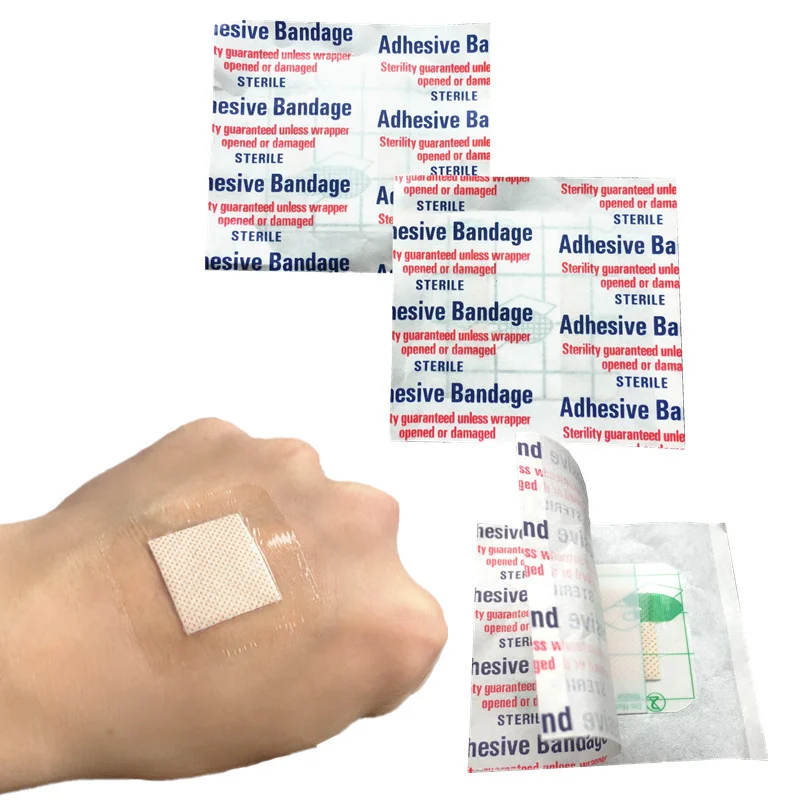 50pcs/set English Letters Band Aid Tape Transparent PU Square Shape Skin Patch Waterproof Adhesive Bandages First Aid Plaster