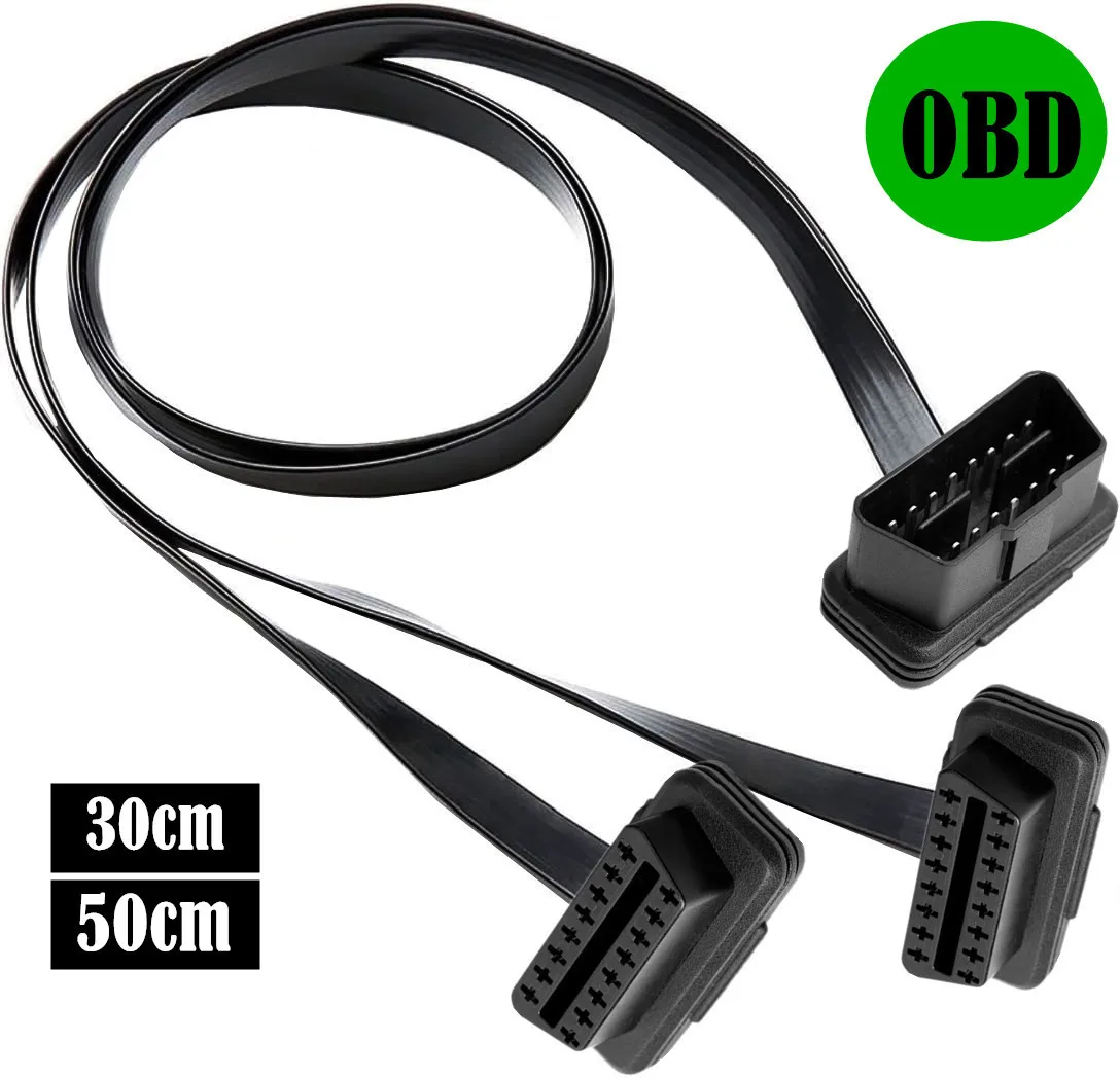 OBDII OBD2 плоский 16 Pin 8pin 1 в 2 разветвитель удлинитель кабеля адаптера 30 см 60 см