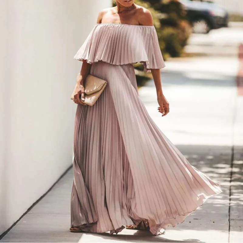 

2023 Summer New Long Dress Pleated Chiffon Maternity Party Dress Black