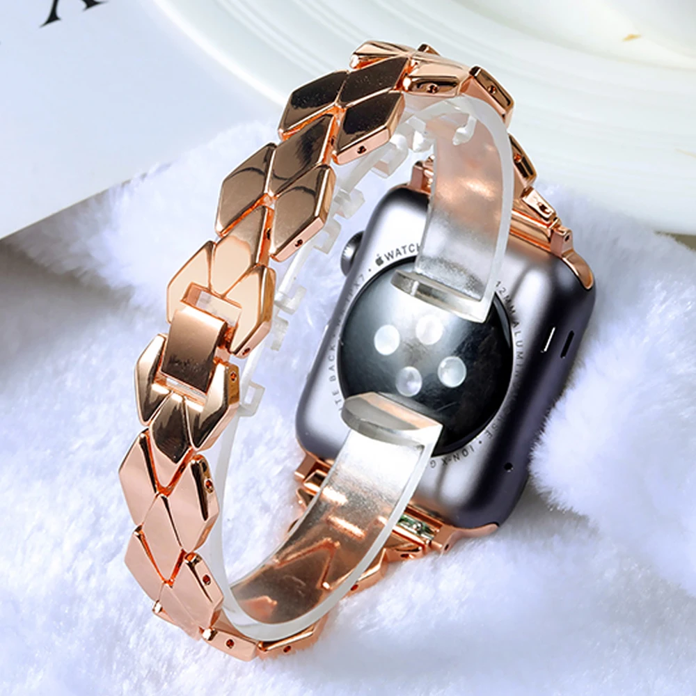 

Slim Strap For Apple Watch Band Gold 41mm 38mm 40mm 42mm 44mm 45mm For iWatch 7/6/Se 543 Women Luxury Stainless Steel Bracelet